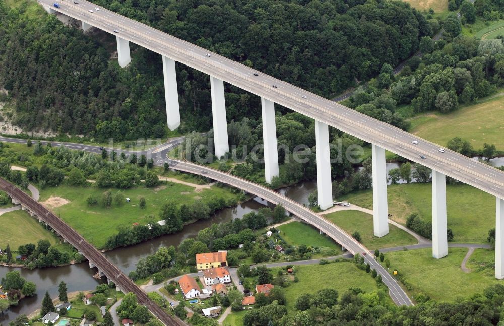 Hörschel von oben - Autobahnbrücke bei Hörschel im Bundesland Thüringen