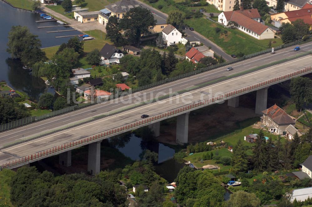 Rüdersdorf von oben - Autobahnbrücke Berliner Ring