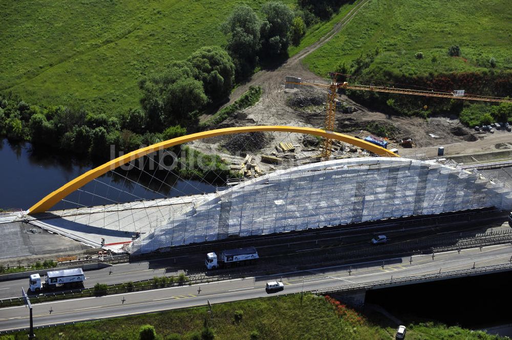 BRIESELANG von oben - Autobahnbrückenbau am Berliner Ring bei Brieselang