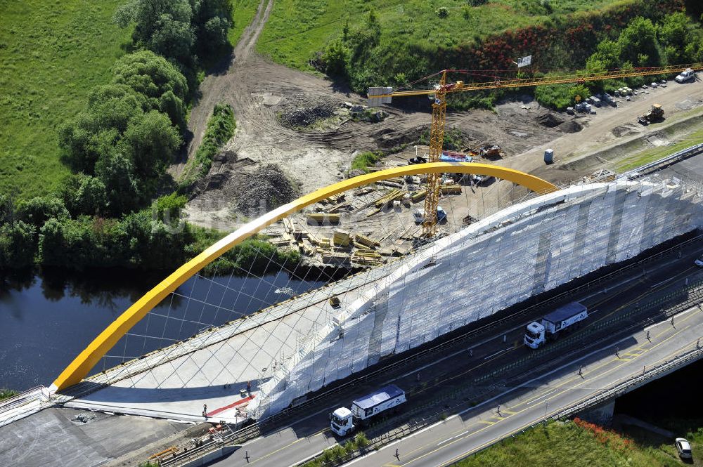 BRIESELANG von oben - Autobahnbrückenbau am Berliner Ring bei Brieselang