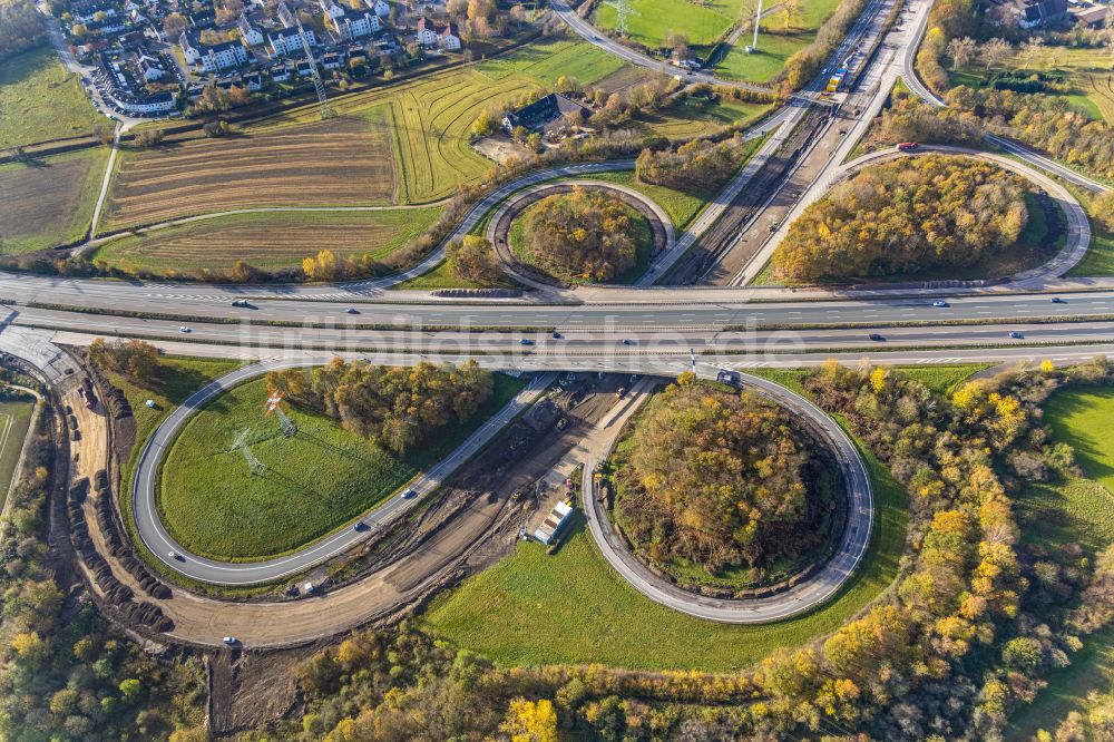 Luftbild Dortmund - Autobahndreieck- Abfahrt der BAB A44 A45 Dreieck Dortmund/Witten im Ortsteil Hombruch in Dortmund im Bundesland Nordrhein-Westfalen