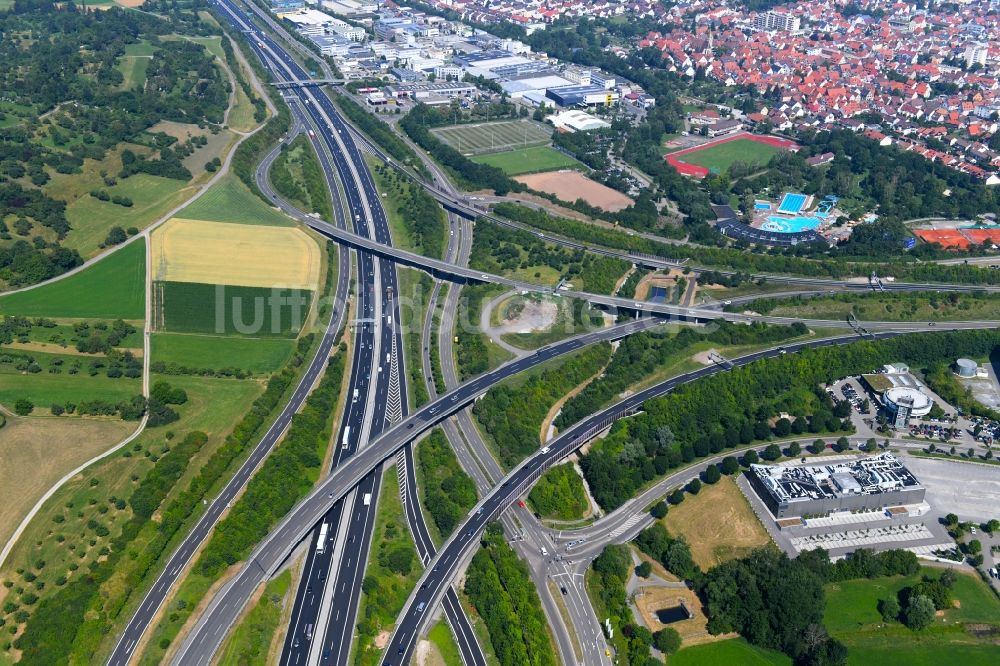 Luftbild Leonberg - Autobahndreieck- Abfahrt der BAB A81 Dreieck Leonberg im Bundesland Baden-Württemberg, Deutschland