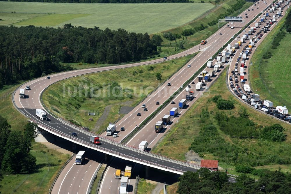 Nuthetal von oben - Autobahndreieck- Abfahrt der BAB A10 - A115 Nuthetal im Bundesland Brandenburg