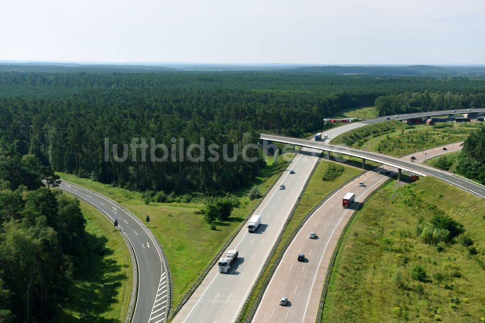 Luftbild Michendorf - Autobahndreieck- Abfahrt der BAB A115 - A10 Nuthetal in Michendorf im Bundesland Brandenburg, Deutschland