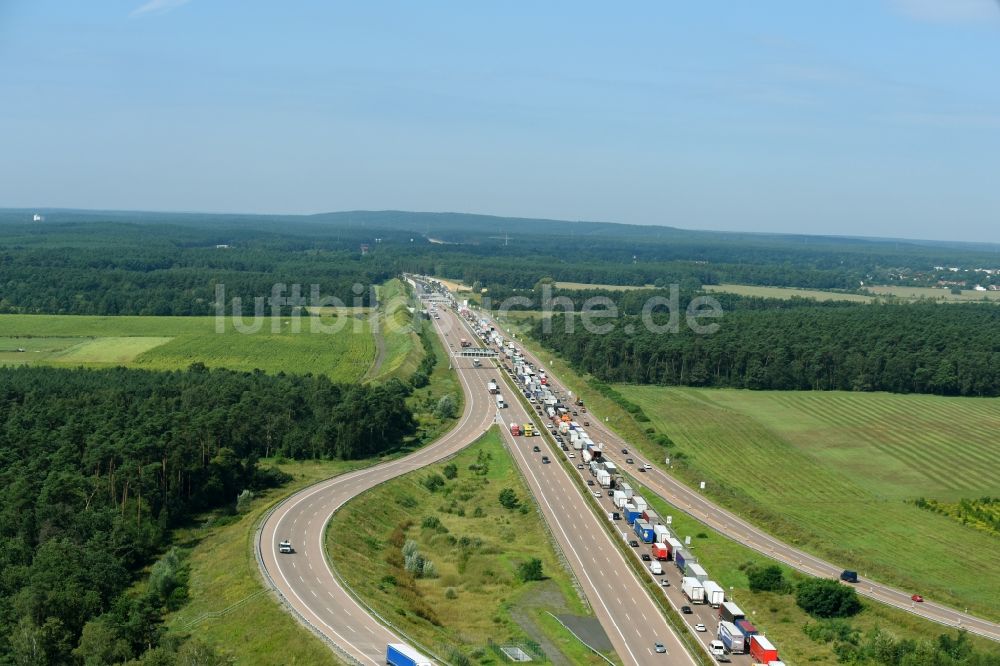 Michendorf von oben - Autobahndreieck- Abfahrt der BAB A115 - A10 Nuthetal in Michendorf im Bundesland Brandenburg, Deutschland