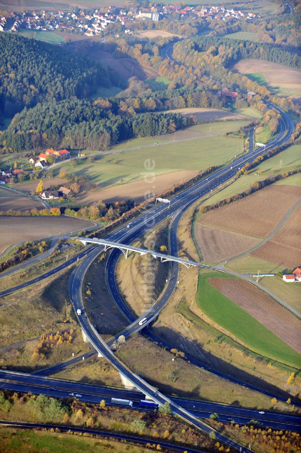 Luftbild Harsdorf - Autobahndreieck Bayreuth - Kulmbach der A70 und A9 bei Harsdorf