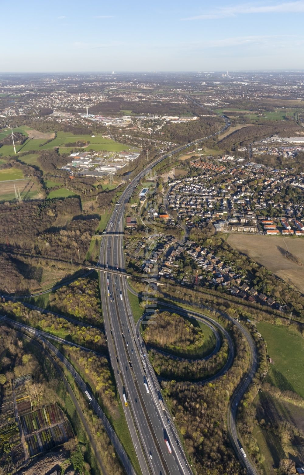 Luftaufnahme Bottrop - Autobahndreieck Bottrop im Bundesland Nordrhein-Westfalen