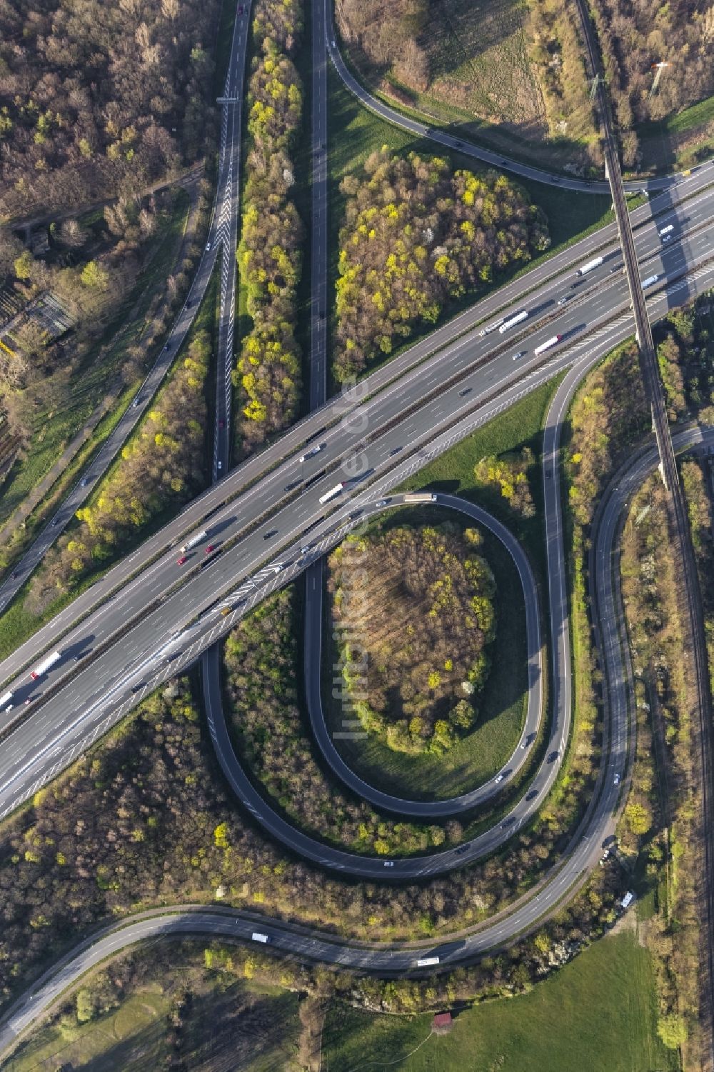 Bottrop von oben - Autobahndreieck Bottrop im Bundesland Nordrhein-Westfalen