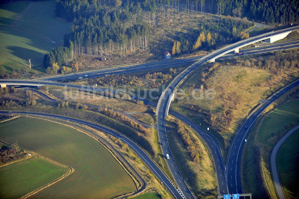 Hof von oben - Autobahndreieck Hochfranken der A72 und A93 bei Hof