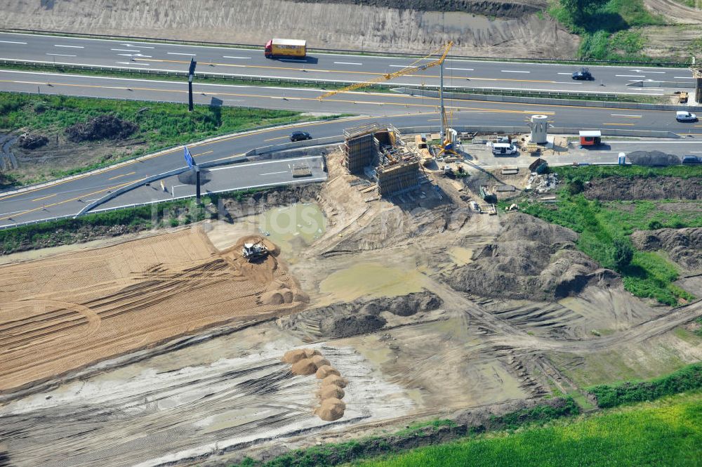 Schwanebeck / Barnim aus der Vogelperspektive: Autobahndreieck / interchange Schwanebeck, jetzt Autobahndreieck Kreuz Barnim