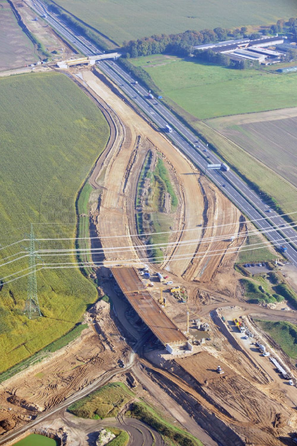 Schwanebeck von oben - Autobahndreieck / interchange Schwanebeck, jetzt Autobahndreieck Kreuz Barnim