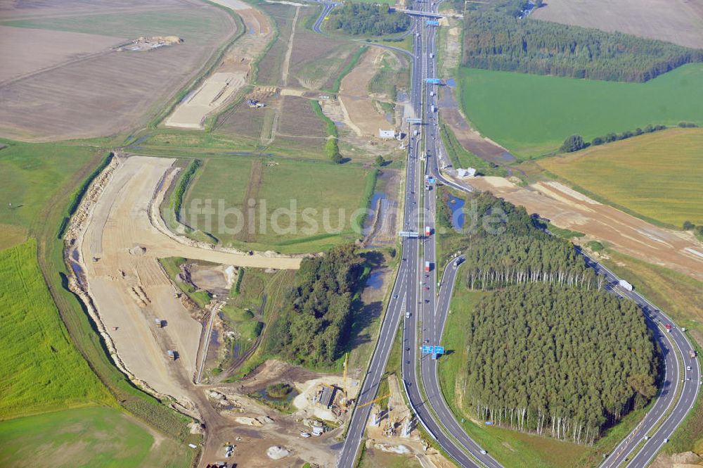 Schwanebeck aus der Vogelperspektive: Autobahndreieck / interchange Schwanebeck, jetzt Autobahndreieck Kreuz Barnim