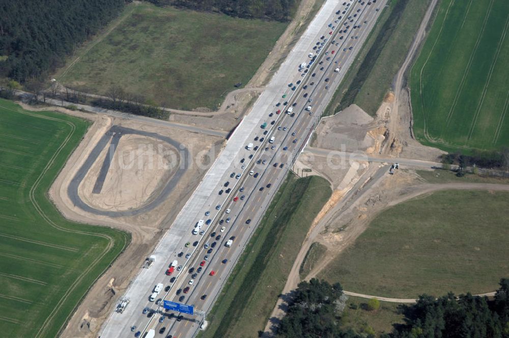 NUTHETAL aus der Vogelperspektive: Autobahndreieck Nuthetal (A 10 und A 115) bei Potsdam