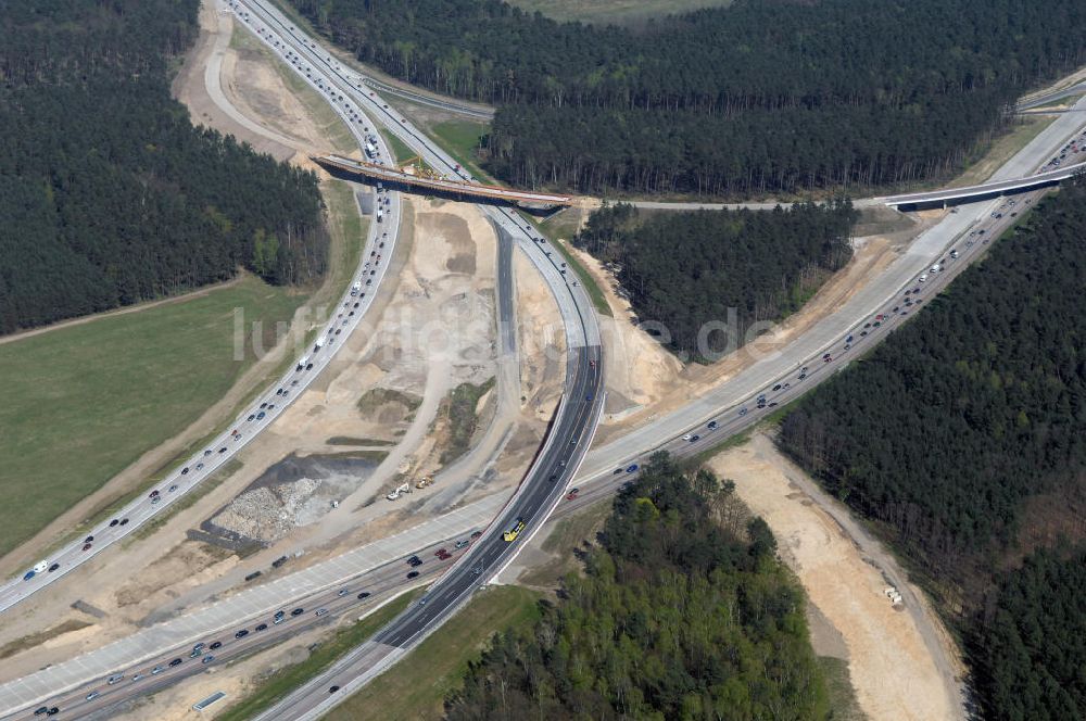 NUTHETAL aus der Vogelperspektive: Autobahndreieck Nuthetal (A 10 und A 115) bei Potsdam