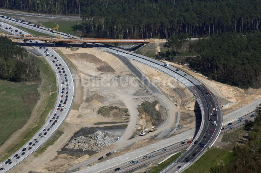 Nuthetal aus der Vogelperspektive: Autobahndreieck Nuthetal (A 10 und A 115) bei Potsdam