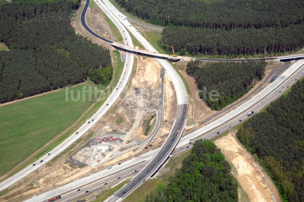 NUTHETAL aus der Vogelperspektive: Autobahndreieck Nuthetal (A 10 und A 115) bei Potsdam