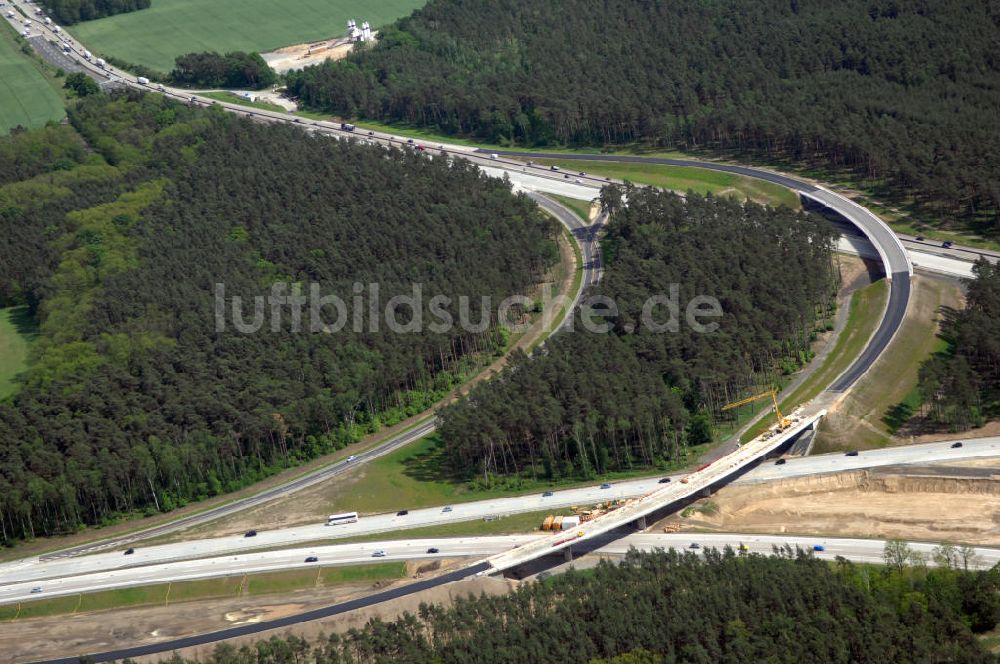 NUTHETAL aus der Vogelperspektive: Autobahndreieck Nuthetal (A 10 und A 115) bei Potsdam