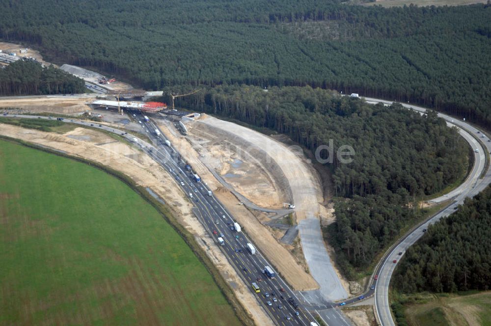 Nuthetal von oben - Autobahndreieck Nuthetal wird umgebaut