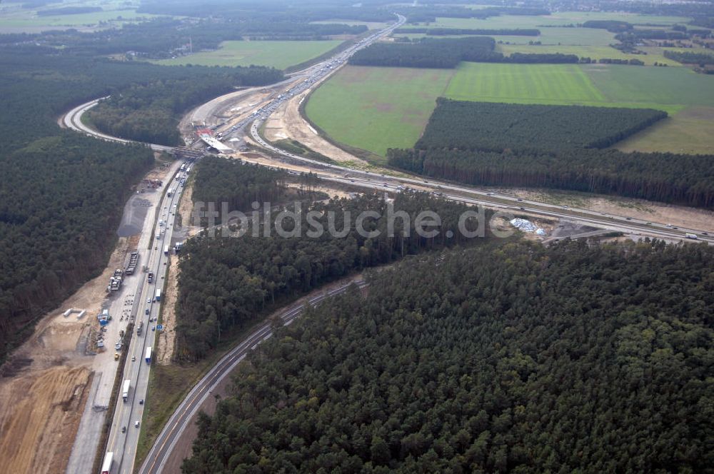 Luftaufnahme Nuthetal - Autobahndreieck Nuthetal wird umgebaut