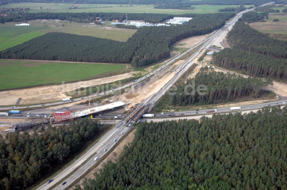 Nuthetal von oben - Autobahndreieck Nuthetal wird umgebaut