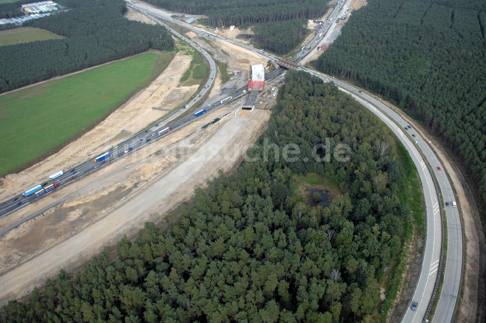 Nuthetal von oben - Autobahndreieck Nuthetal wird umgebaut