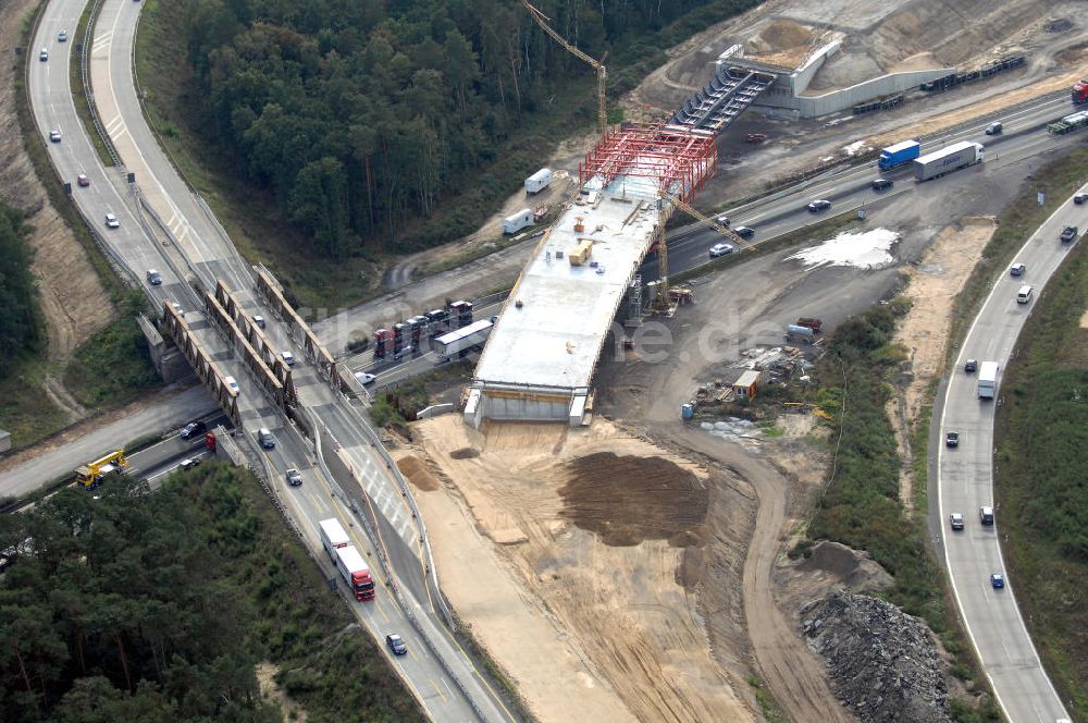 Nuthetal von oben - Autobahndreieck Nuthetal wird umgebaut