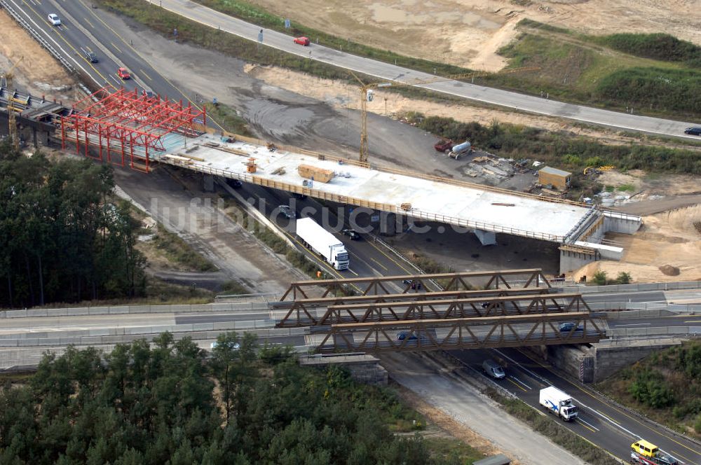 Nuthetal von oben - Autobahndreieck Nuthetal wird umgebaut