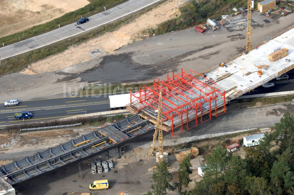 Nuthetal von oben - Autobahndreieck Nuthetal wird umgebaut