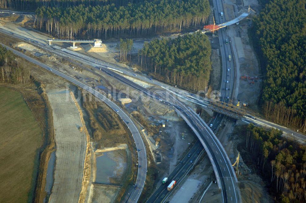 Luftbild Nuthetal - Autobahndreieck Nuthetal wird umgebaut