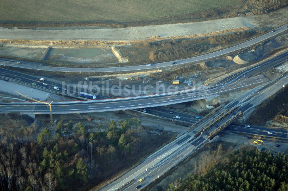 Nuthetal von oben - Autobahndreieck Nuthetal wird umgebaut