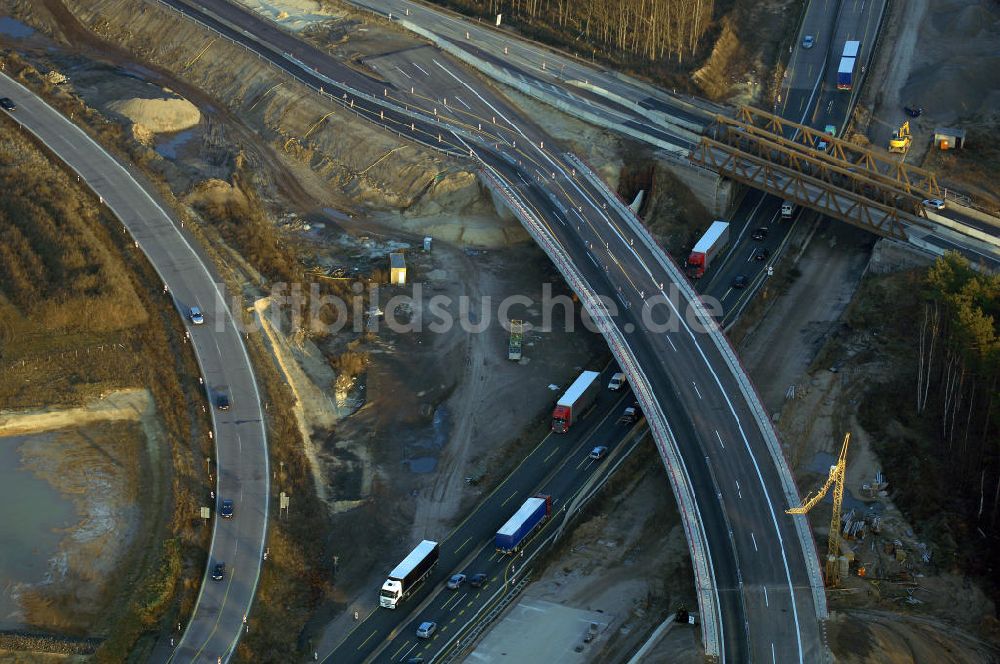 Nuthetal von oben - Autobahndreieck Nuthetal wird umgebaut