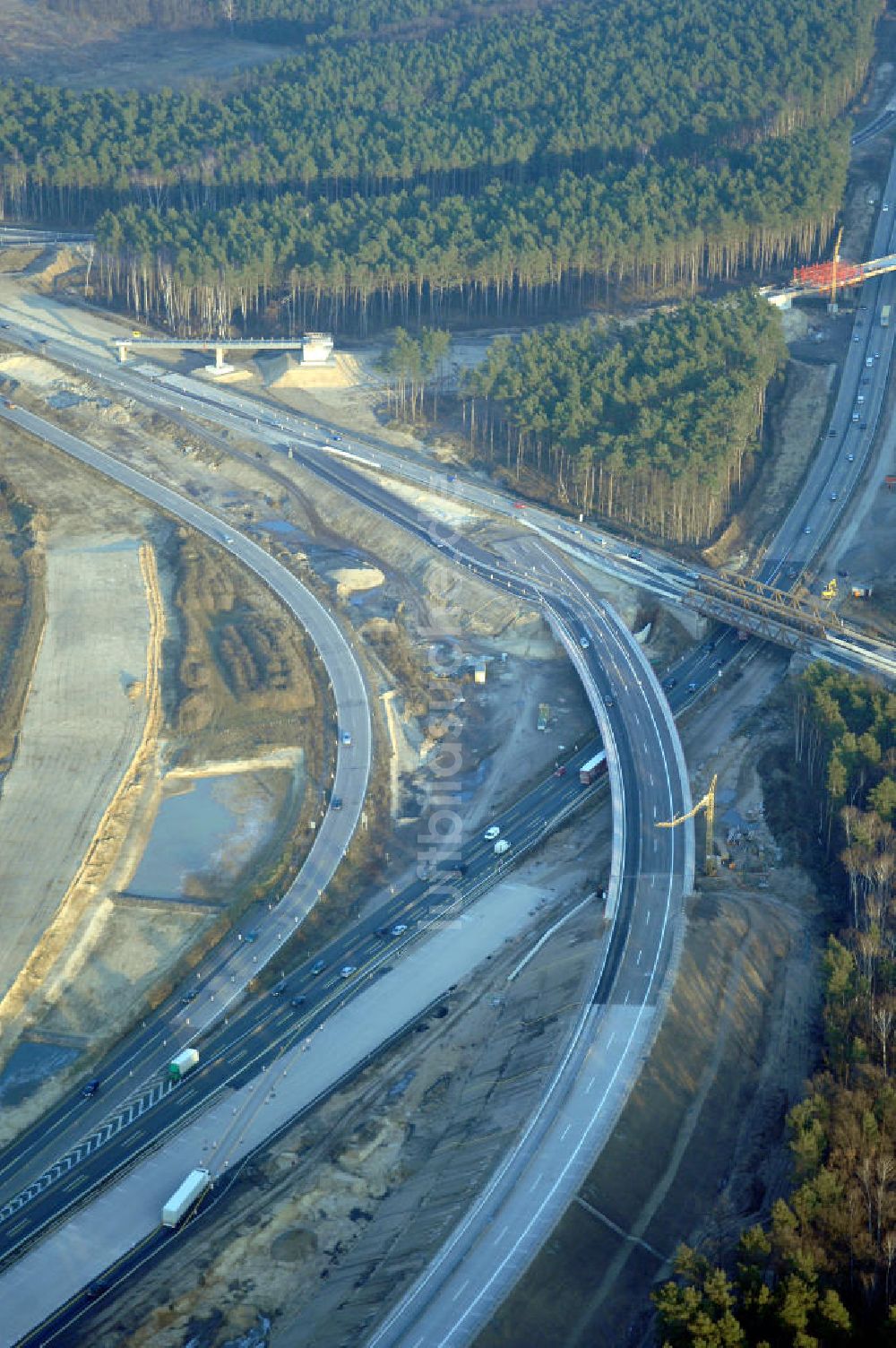 Nuthetal von oben - Autobahndreieck Nuthetal wird umgebaut