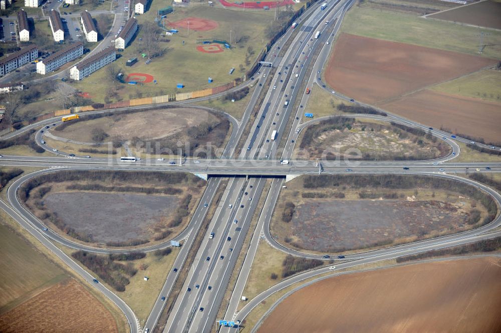 Luftbild Heidelberg - Autobahnkreuz Anschlussstelle ( AS ) Heidelberg / Schwetzingen ( A5 - 38 ) in Baden-Württemberg