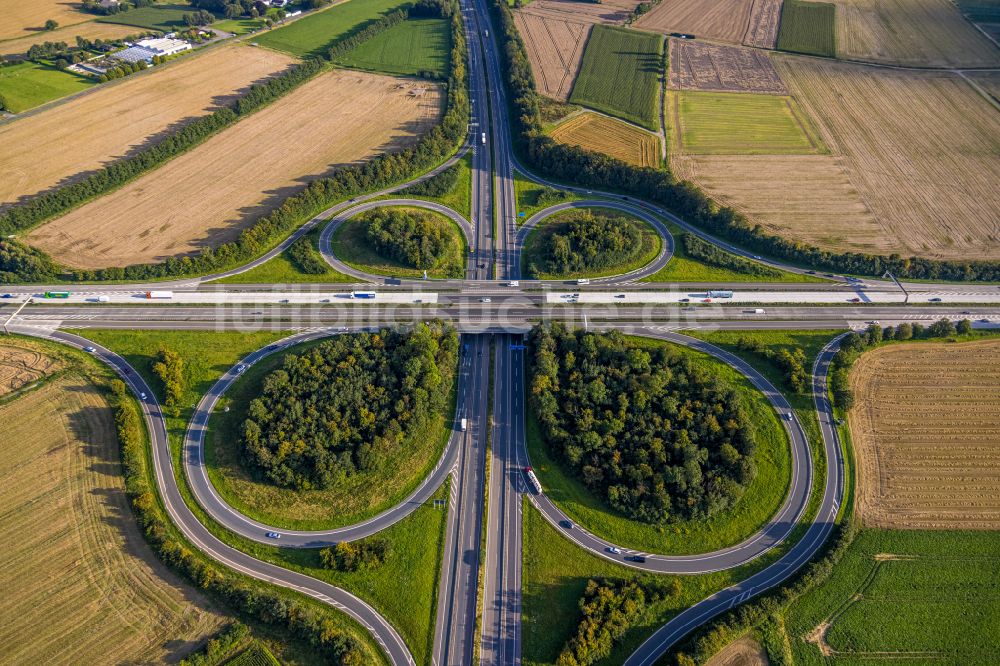 Luftbild Werl - Autobahnkreuz der BAB A44 - BAB 445 in Werl im Bundesland Nordrhein-Westfalen, Deutschland