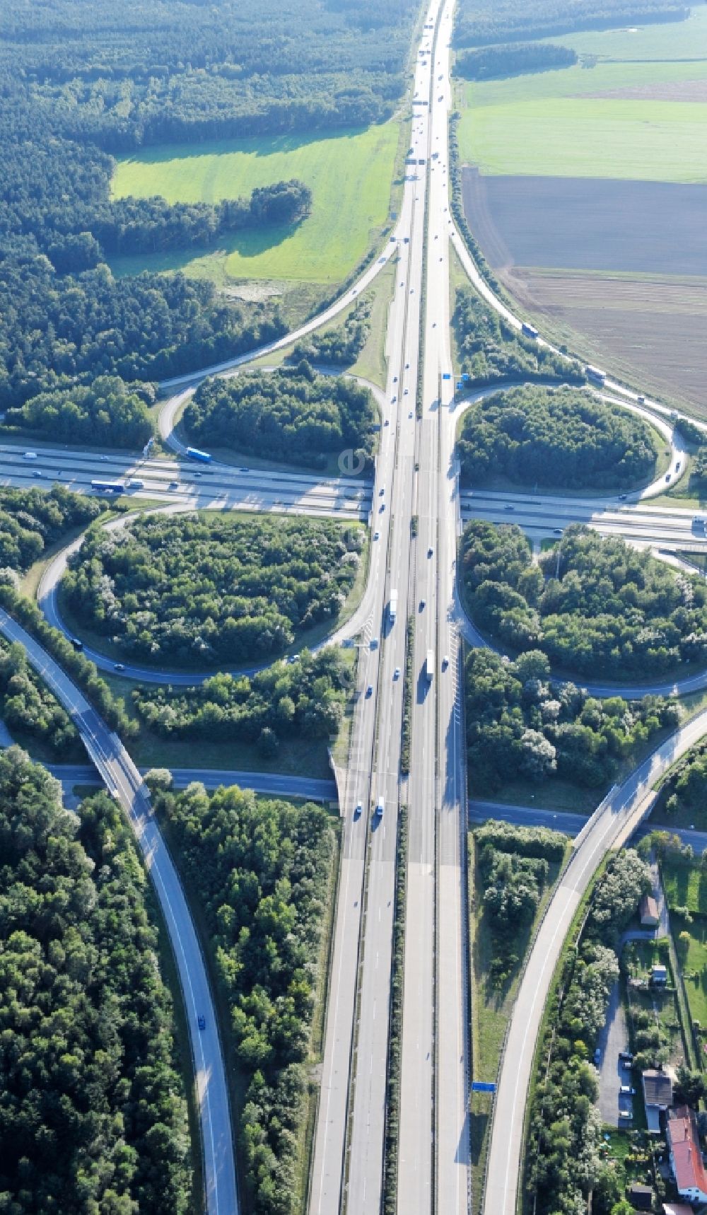 Luftbild Hermsdorf - Autobahnkreuz der BAB A4 und A9 Hermsdorfer Kreuz in Hermsdorf im Bundesland Thüringen, Deutschland