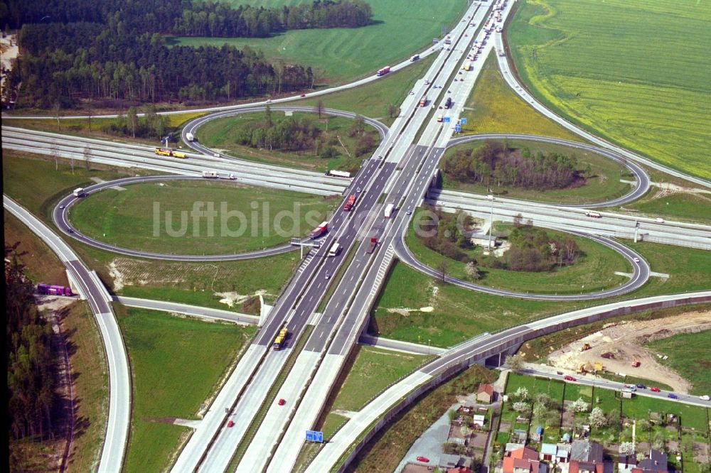 Luftbild Hermsdorf - Autobahnkreuz der BAB A4 und A9 Hermsdorfer Kreuz in Hermsdorf im Bundesland Thüringen, Deutschland