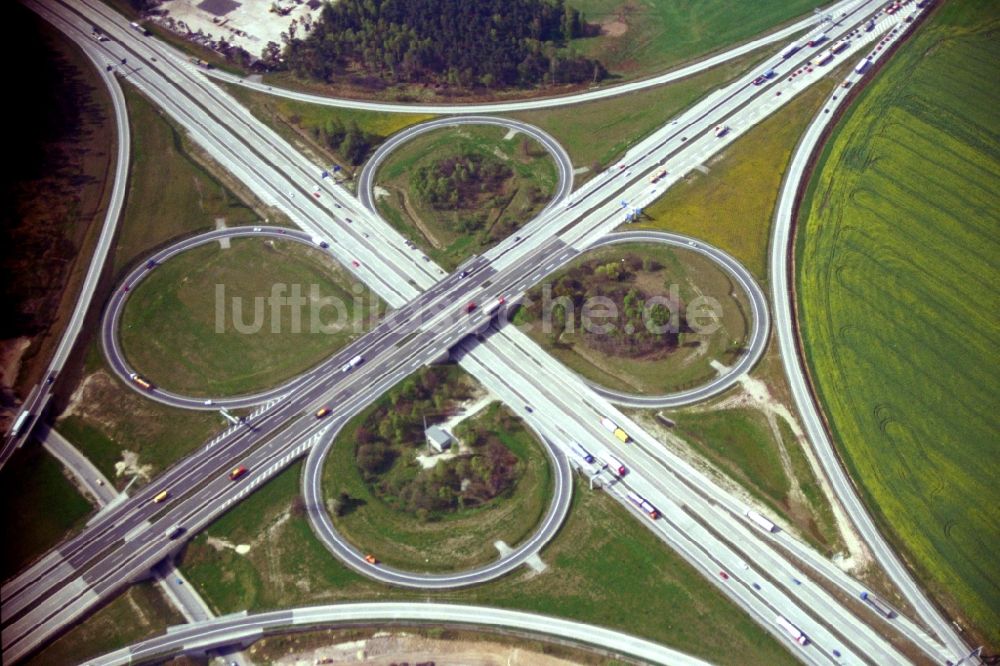 Luftbild Hermsdorf - Autobahnkreuz der BAB A4 und A9 Hermsdorfer Kreuz in Hermsdorf im Bundesland Thüringen, Deutschland