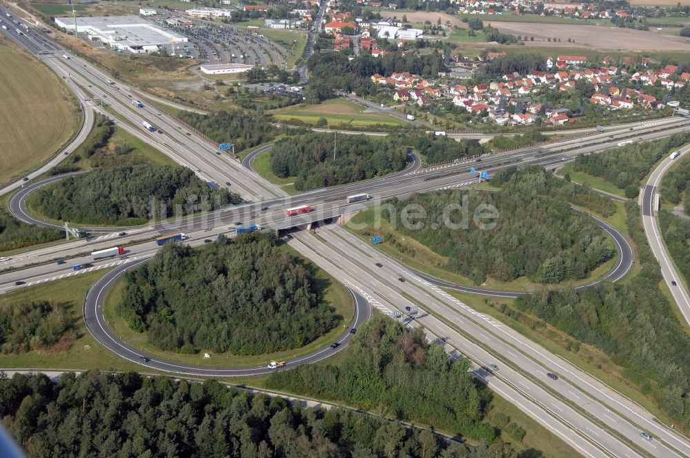 Hermsdorf Aus Der Vogelperspektive: Autobahnkreuz Der BAB A4 Und A9 ...