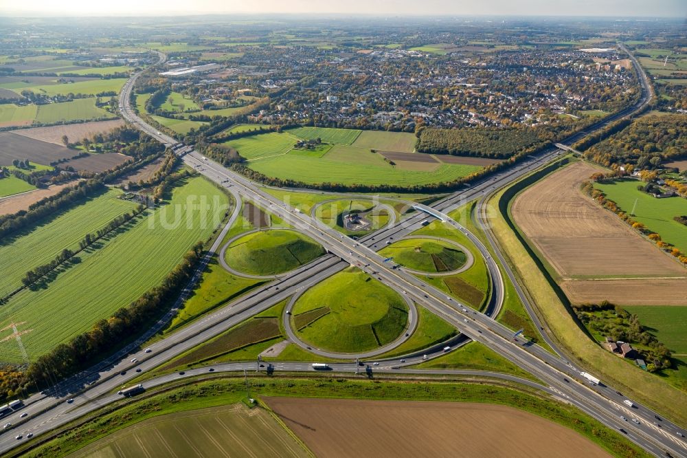 Luftbild Kamen - Autobahnkreuz der BAB A1 A2 Kamener Kreuz in Kamen im Bundesland Nordrhein-Westfalen, Deutschland