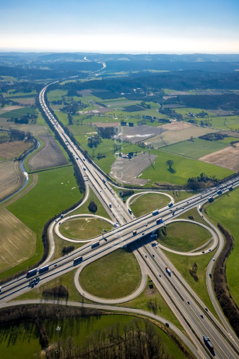 Luftbild Lotte - Autobahnkreuz der BAB A30 - A1 Kreuz Lotte/Osnabrück in Lotte im Bundesland Nordrhein-Westfalen, Deutschland