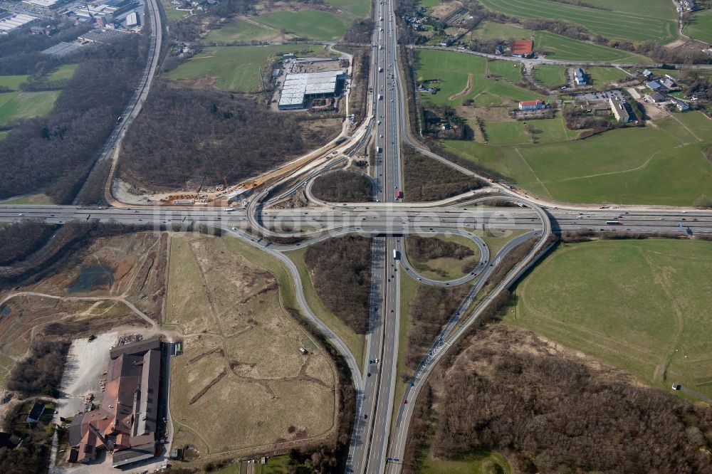 Luftaufnahme Breitscheid - Autobahnkreuz Breitscheid an der BAB A 3 / A52 in Nordrhein-Westfalen