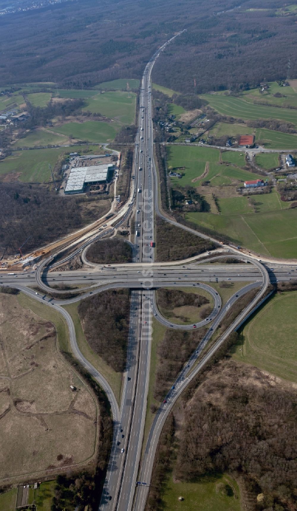 Breitscheid von oben - Autobahnkreuz Breitscheid an der BAB A 3 / A52 in Nordrhein-Westfalen