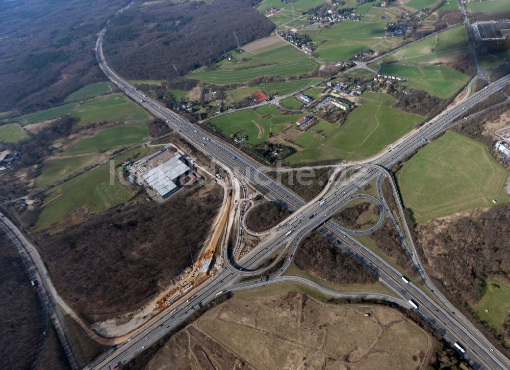 Breitscheid aus der Vogelperspektive: Autobahnkreuz Breitscheid an der BAB A 3 / A52 in Nordrhein-Westfalen