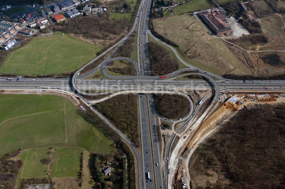 Breitscheid aus der Vogelperspektive: Autobahnkreuz Breitscheid an der BAB A 3 / A52 in Nordrhein-Westfalen