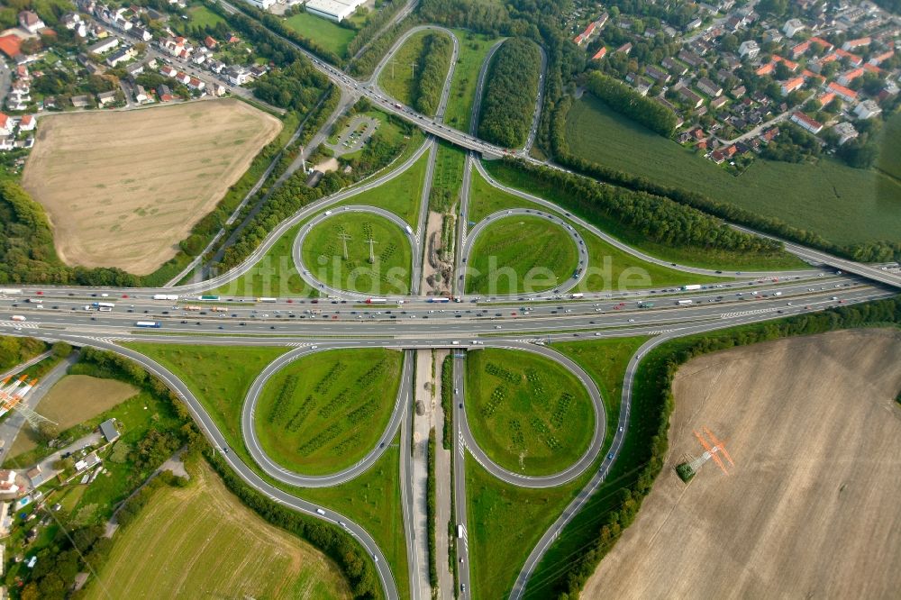 Luftaufnahme Dortmund - Autobahnkreuz Castrop-Rauxel-Ost in Dortmund im Bundesland Nordrhein-Westfalen