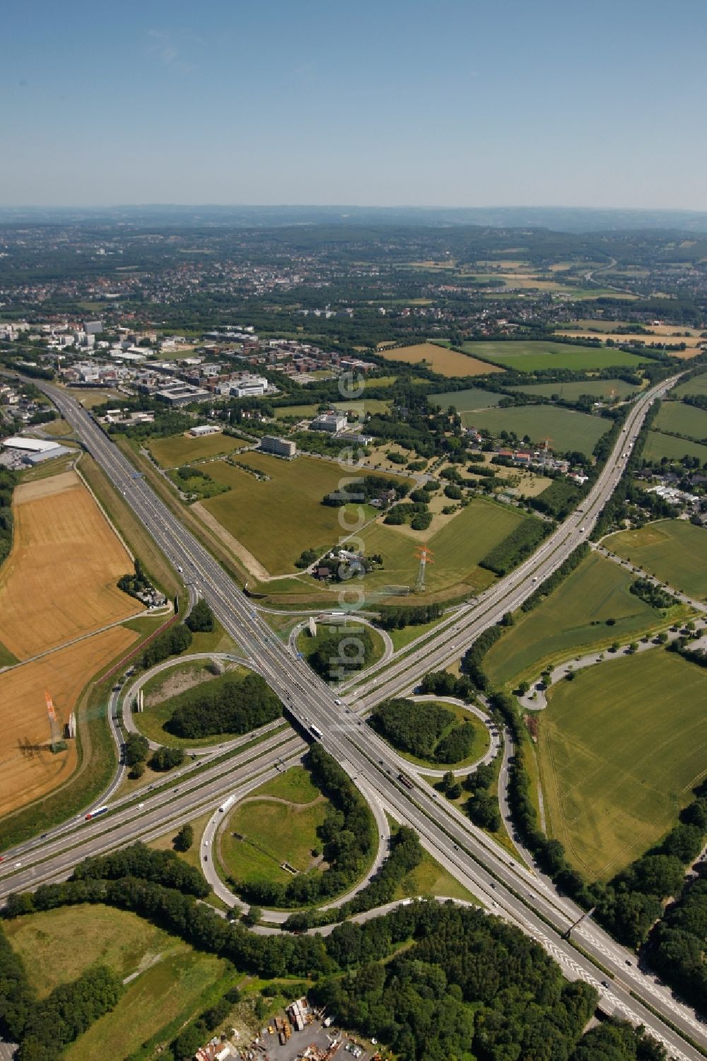 Luftaufnahme Dortmund - Autobahnkreuz Dortmund-West in Dortmund im Bundesland Nordrhein-Westfalen