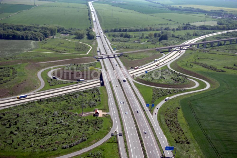 Eischleben von oben - Autobahnkreuz Erfurt