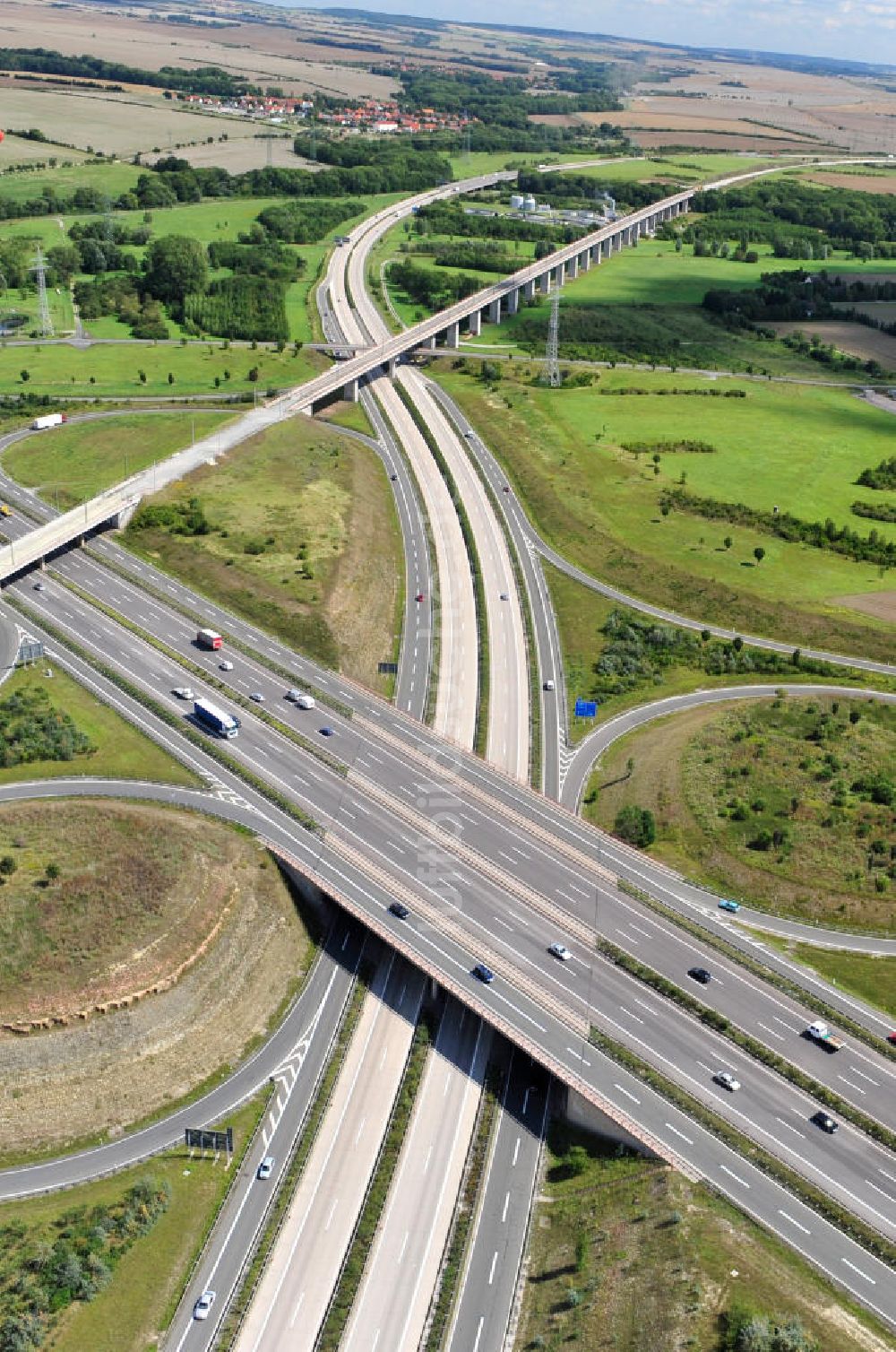 Erfurt OT Molsdorf von oben - Autobahnkreuz Erfurt - Süd (BAB, A4 / A71) in Erfurt-Molsdorf