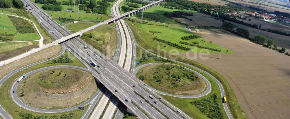 Erfurt OT Molsdorf aus der Vogelperspektive: Autobahnkreuz Erfurt - Süd (BAB, A4 / A71) in Erfurt-Molsdorf