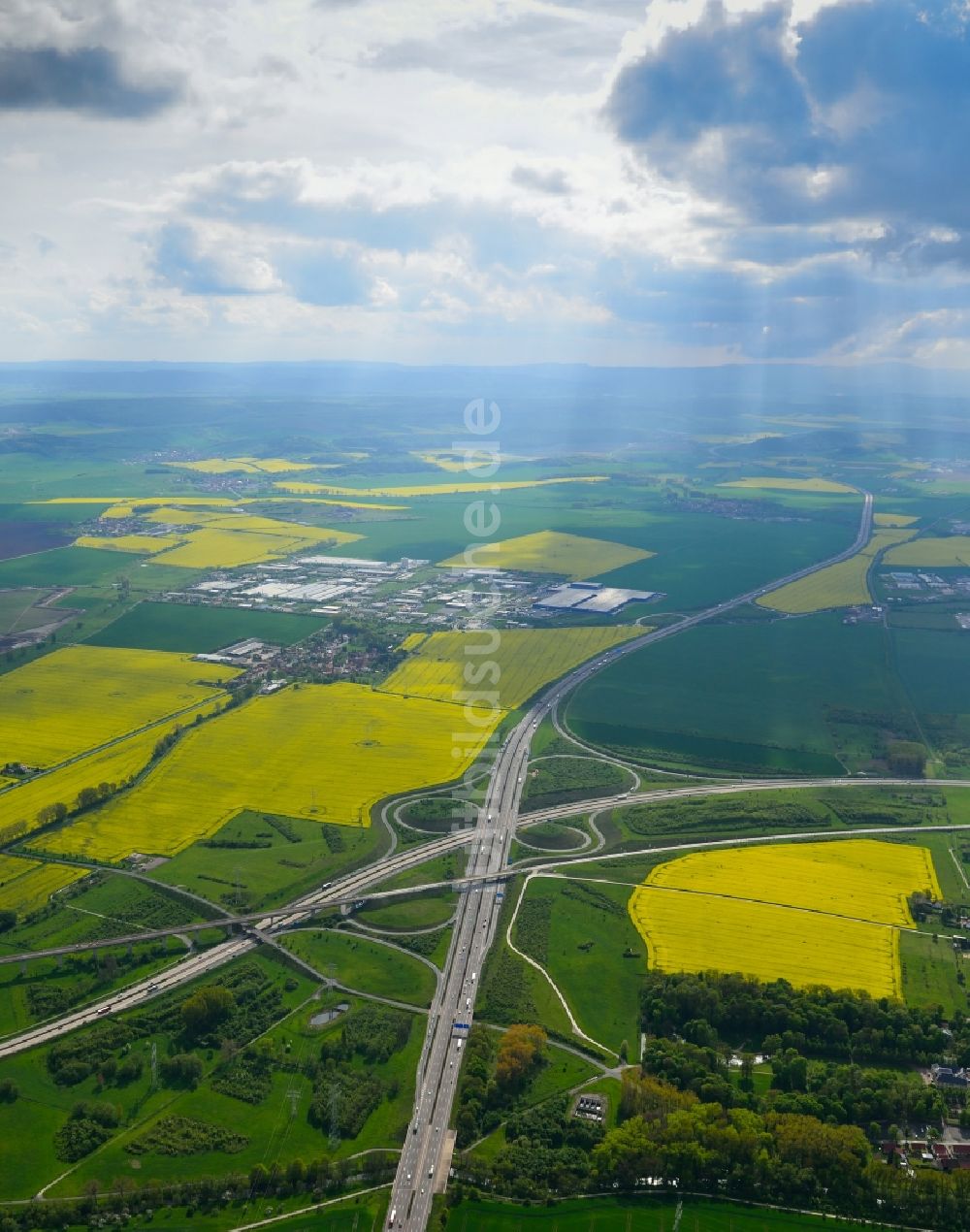 Erfurt aus der Vogelperspektive: Autobahnkreuz Erfurt im Bundesland Thüringen